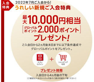 三菱UFJカードは最大10,000円相当のポイントプレゼント